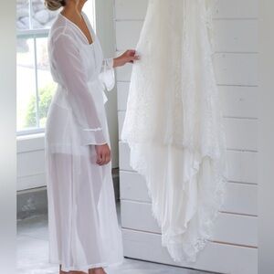 Elegant White Sheer Bridal Robe